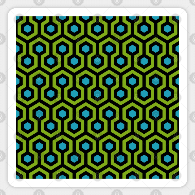 Geometric Pattern: Looped Hexagons: Green/Blue Sticker by Red Wolf